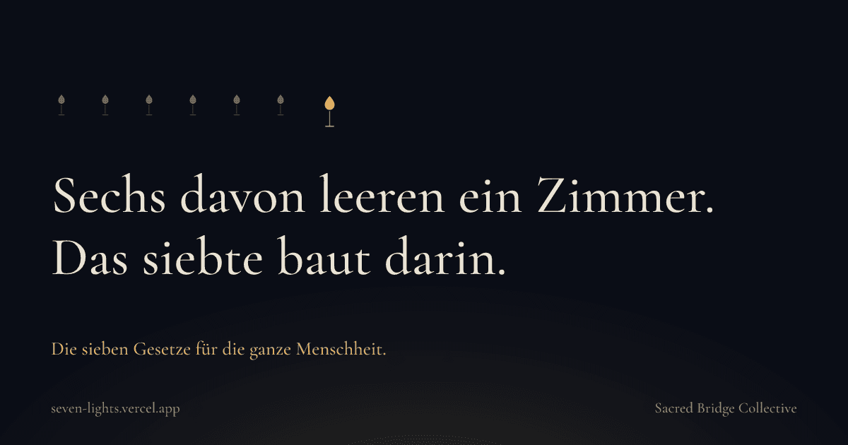 Eine Karte mit sechs kleinen Flammen und einer größeren, über der Zeile sechs davon leeren ein Zimmer, das siebte baut darin.